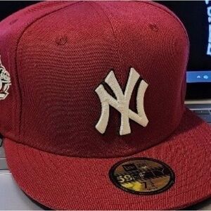MLB-New York Yankees 59FIFTY Fitted New Era Burgundy/white Hat New